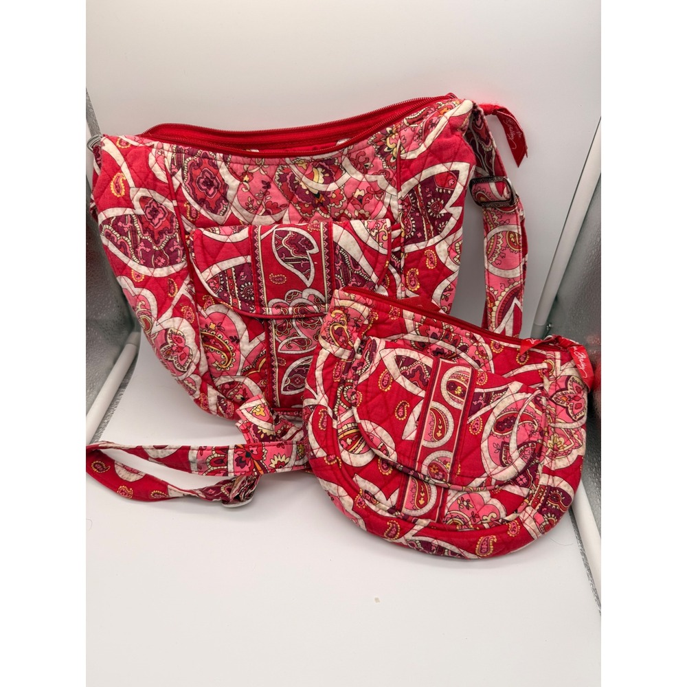 Vera Bradley Crossbody Bag Set Womens OS Red Very Berry Paisley Quilted 2pc‎